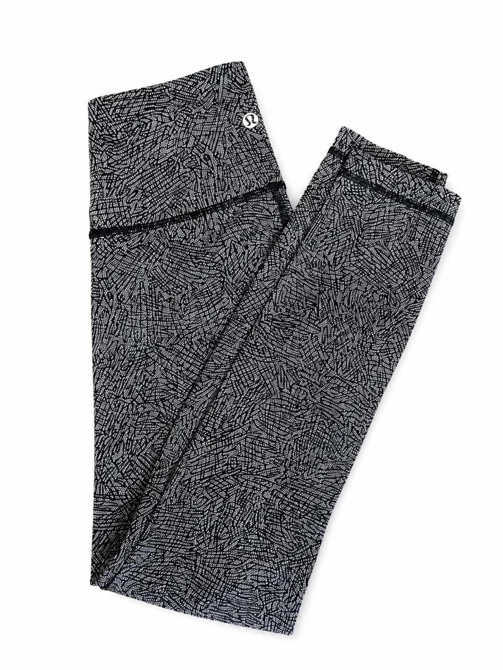 Lululemon Wunder Under Size 2 Black White Abstract Print High Rise Leggings Yoga